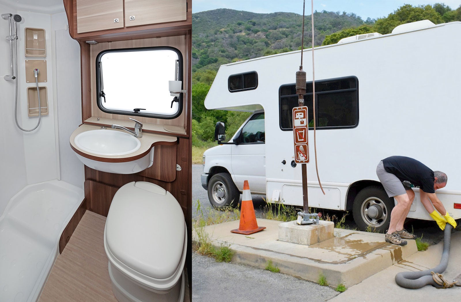 Portable RV/camper toilet and holding tank setup in Bethlehem, Pennsylvania