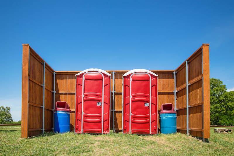 Short-term porta potty units staged for delivery in Bethlehem, Pennsylvania