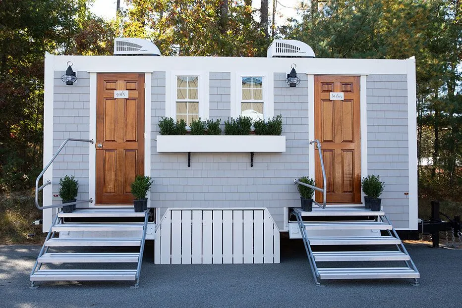 Wedding restroom units discretely staged at a venue in Bethlehem, Pennsylvania